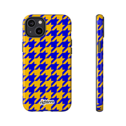 Royal Blue & Gold Houndstooth Tough Phone Case