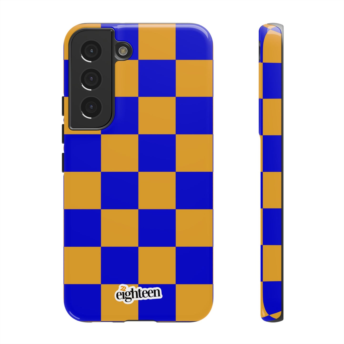 Royal Blue & Gold Checkered Tough Phone Case