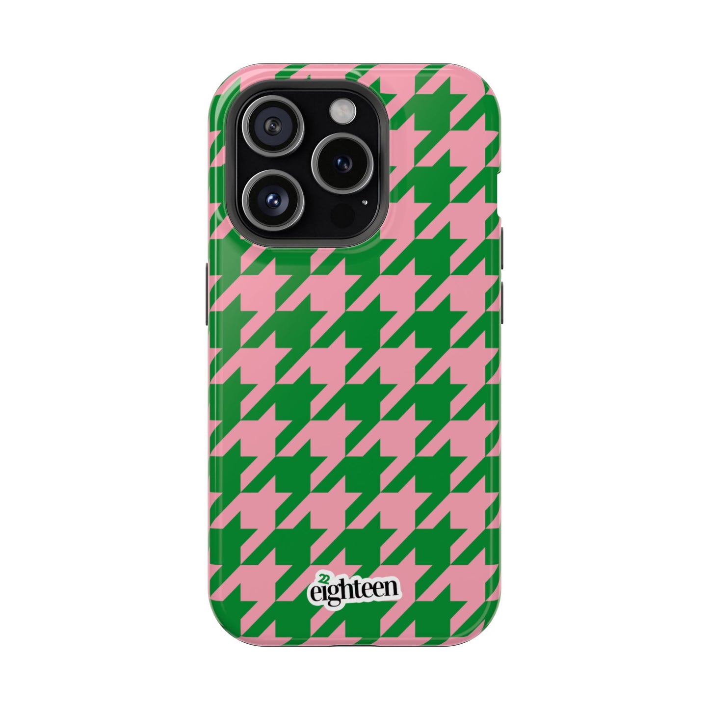 Pink Salmon & Apple Green Sorority Houndstooth MagSafe Tough Case