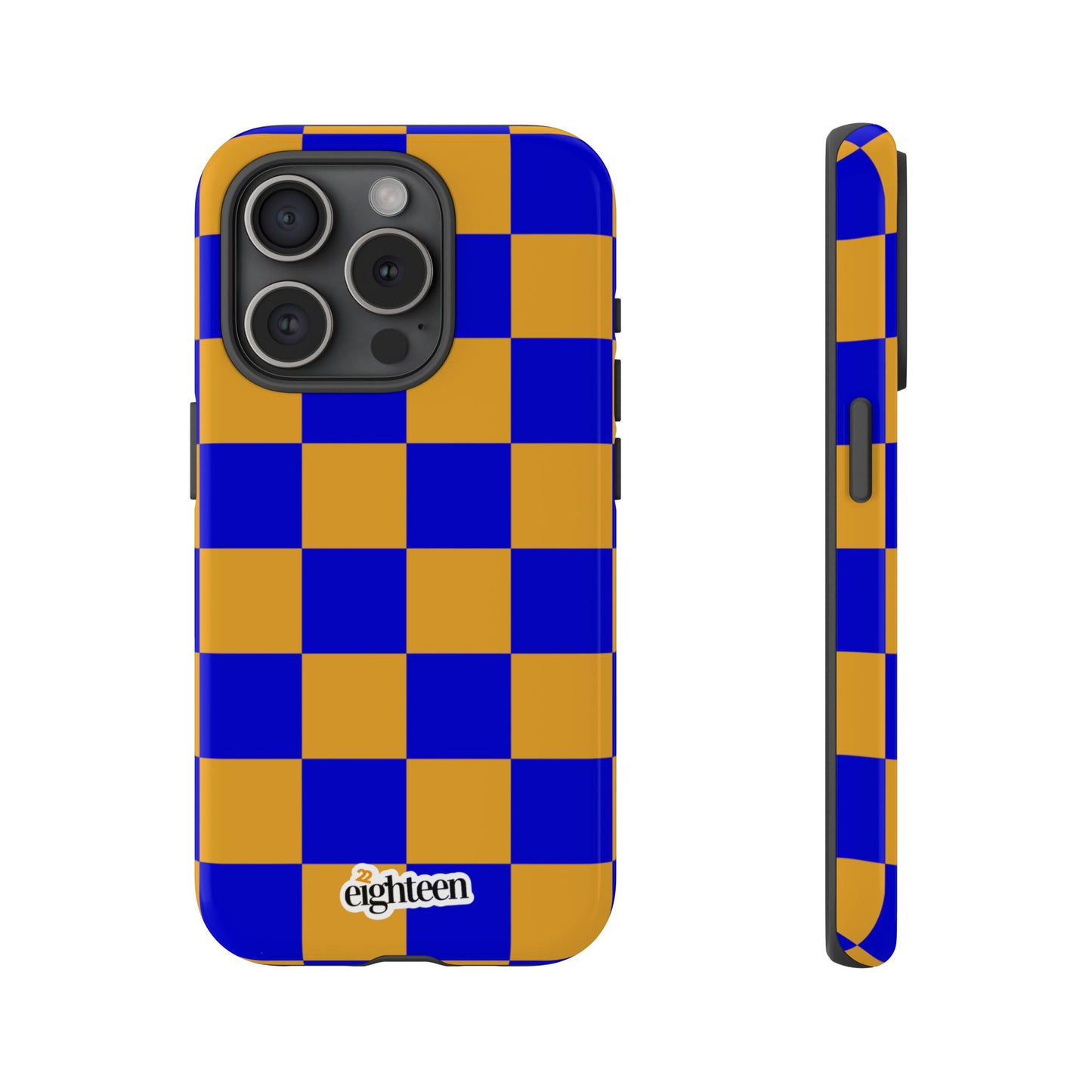Royal Blue & Gold Checkered Tough Phone Case