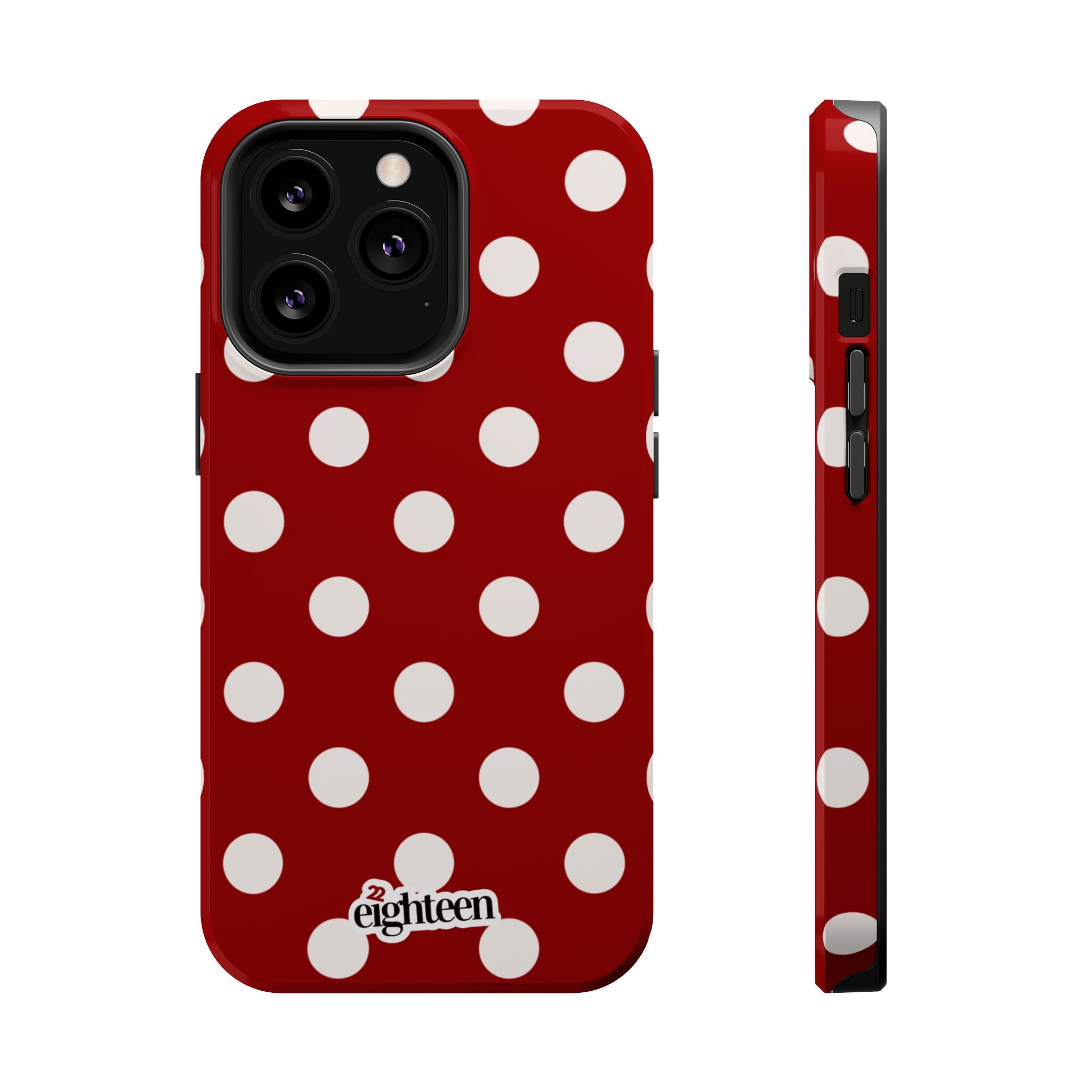 Crimson & Cream Polka Dot MagSafe Tough Case
