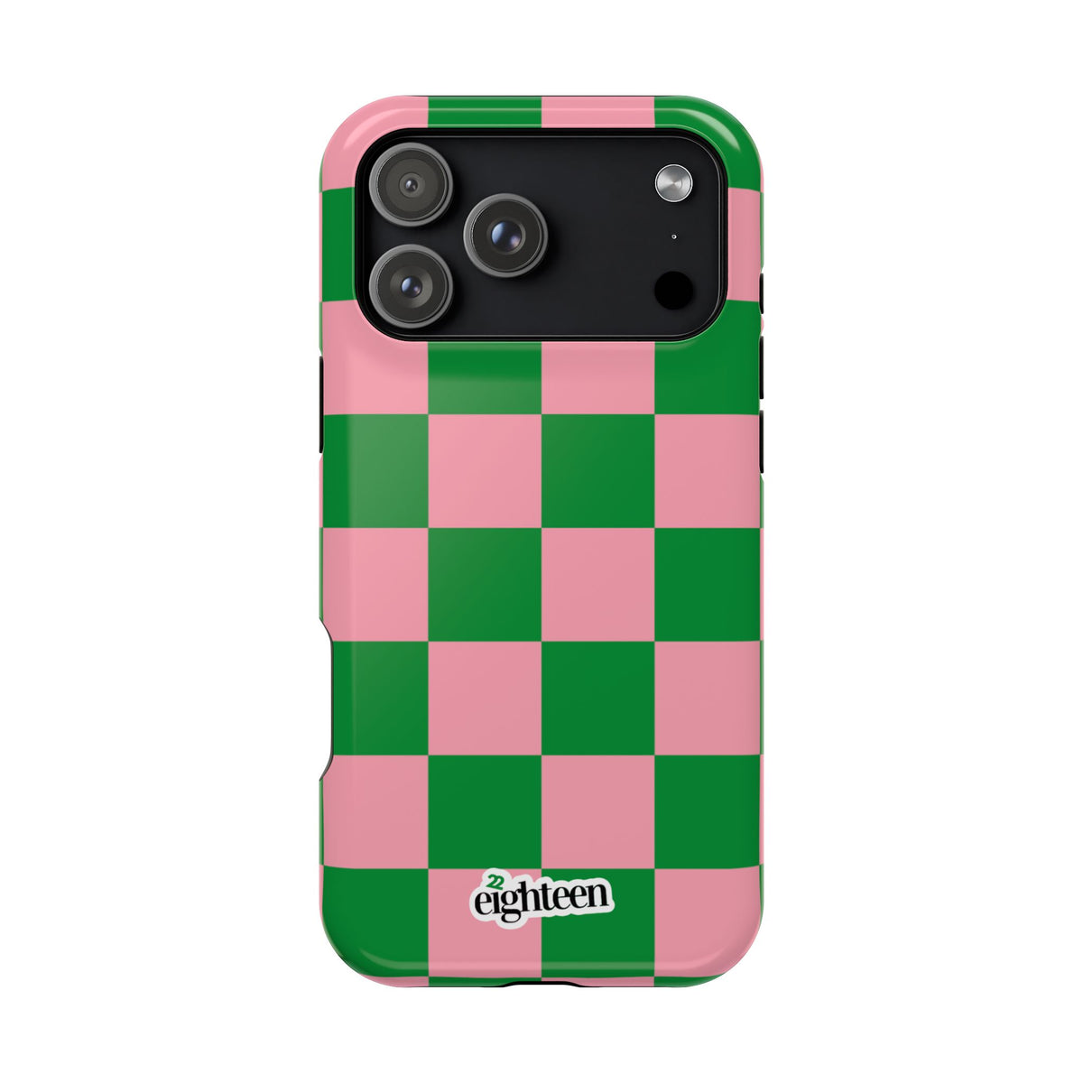 Pink Salmon & Apple Green Check, Please! MagSafe Phone Case