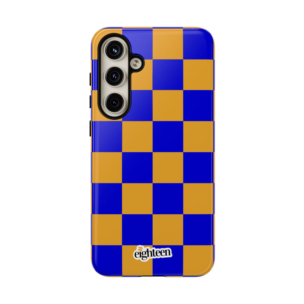 Royal Blue & Gold Check, Please! Phone Case
