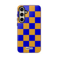 Royal Blue & Gold Check, Please! Phone Case