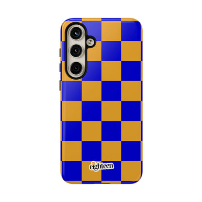 Royal Blue & Gold Checkered Tough Phone Case