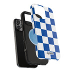 Royal Blue & White Check, Please! MagSafe Phone Case