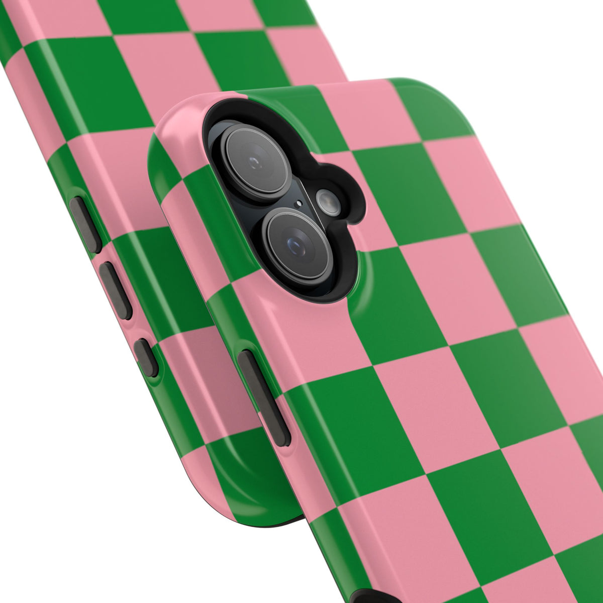 Pink Salmon & Apple Green Check, Please! MagSafe Phone Case