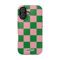Pink Salmon & Apple Green Sorority Checkered MagSafe Tough Case