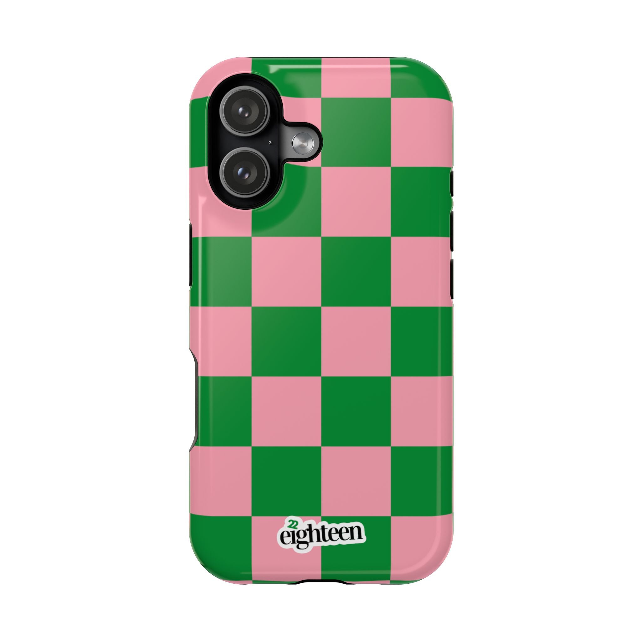 Pink Salmon & Apple Green Sorority Checkered MagSafe Tough Case