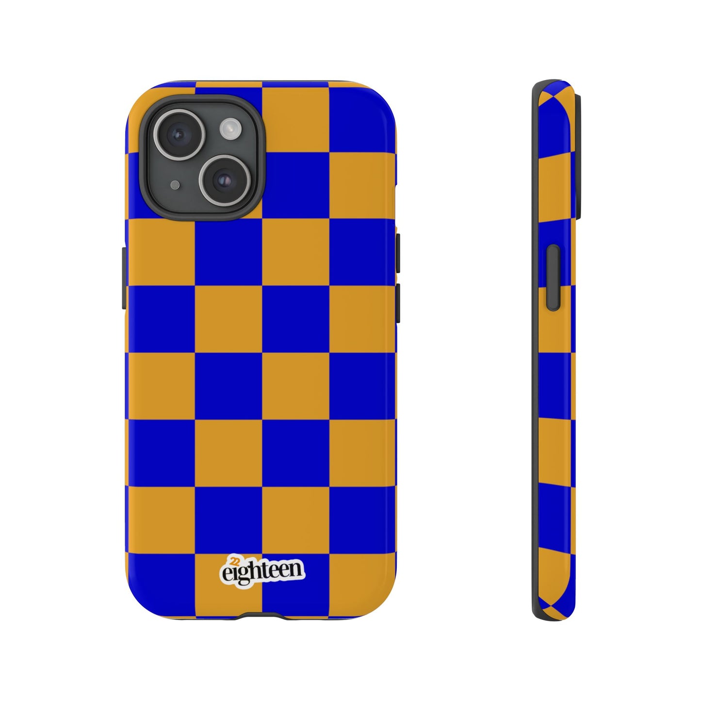 Royal Blue & Gold Checkered Tough Phone Case