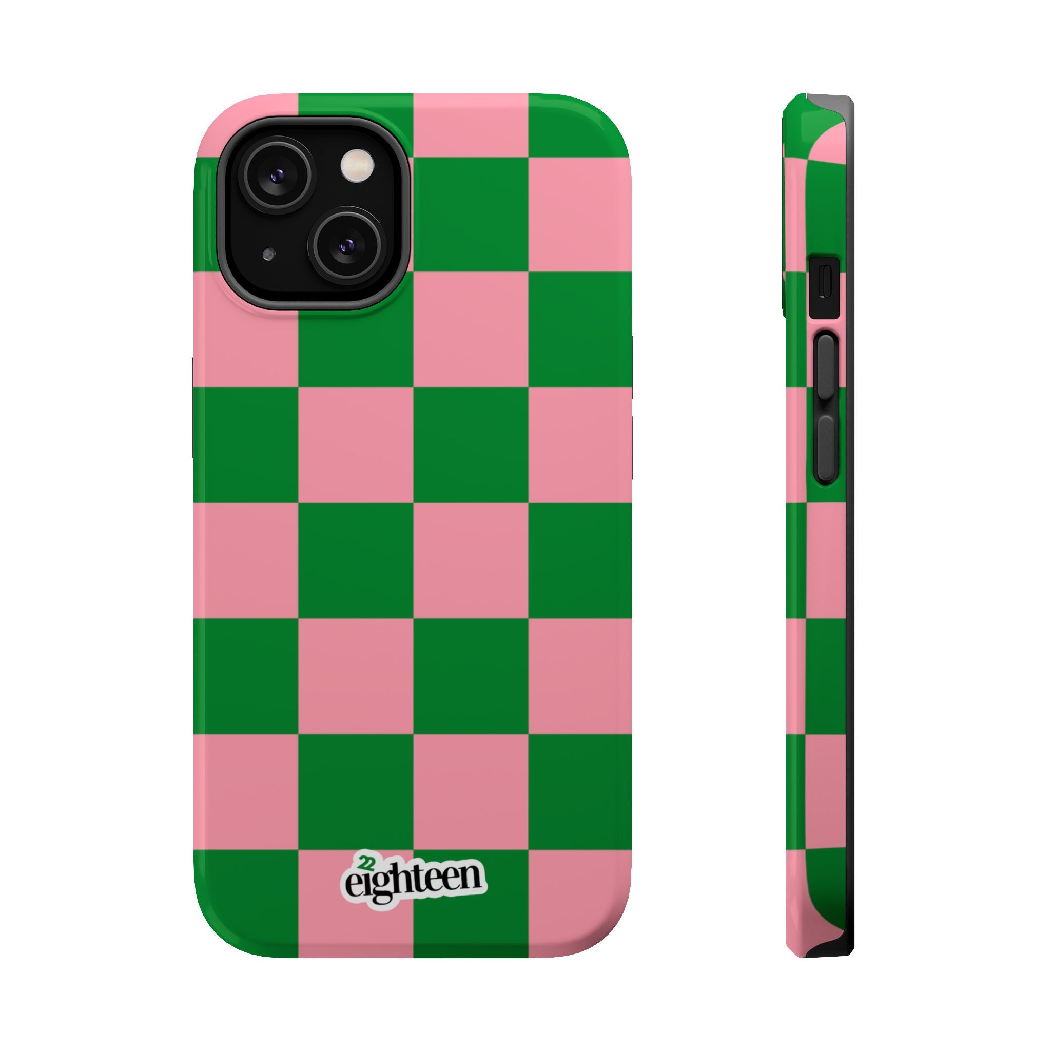 Pink Salmon & Apple Green Sorority Checkered MagSafe Tough Case