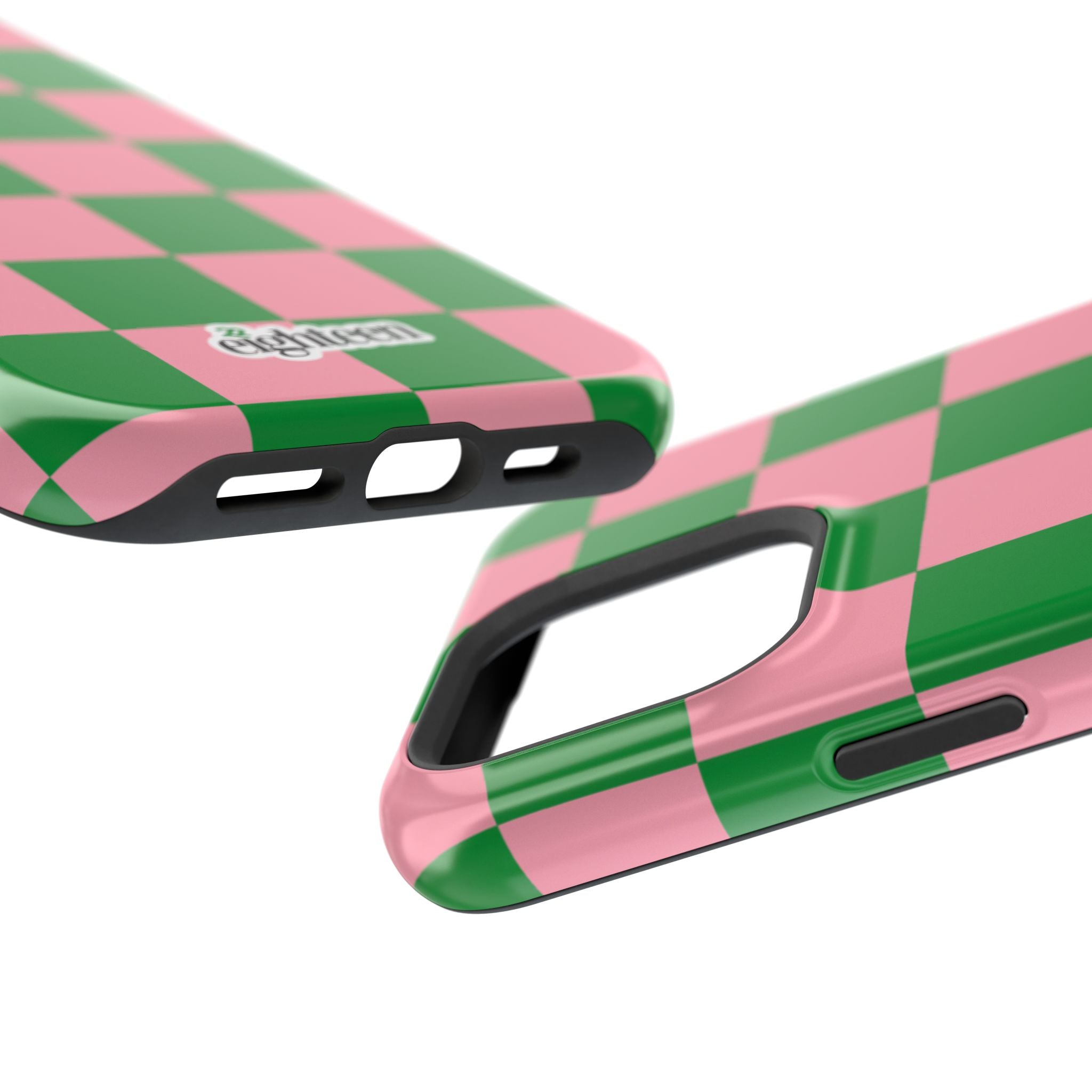 Pink Salmon & Apple Green Sorority Checkered MagSafe Tough Case