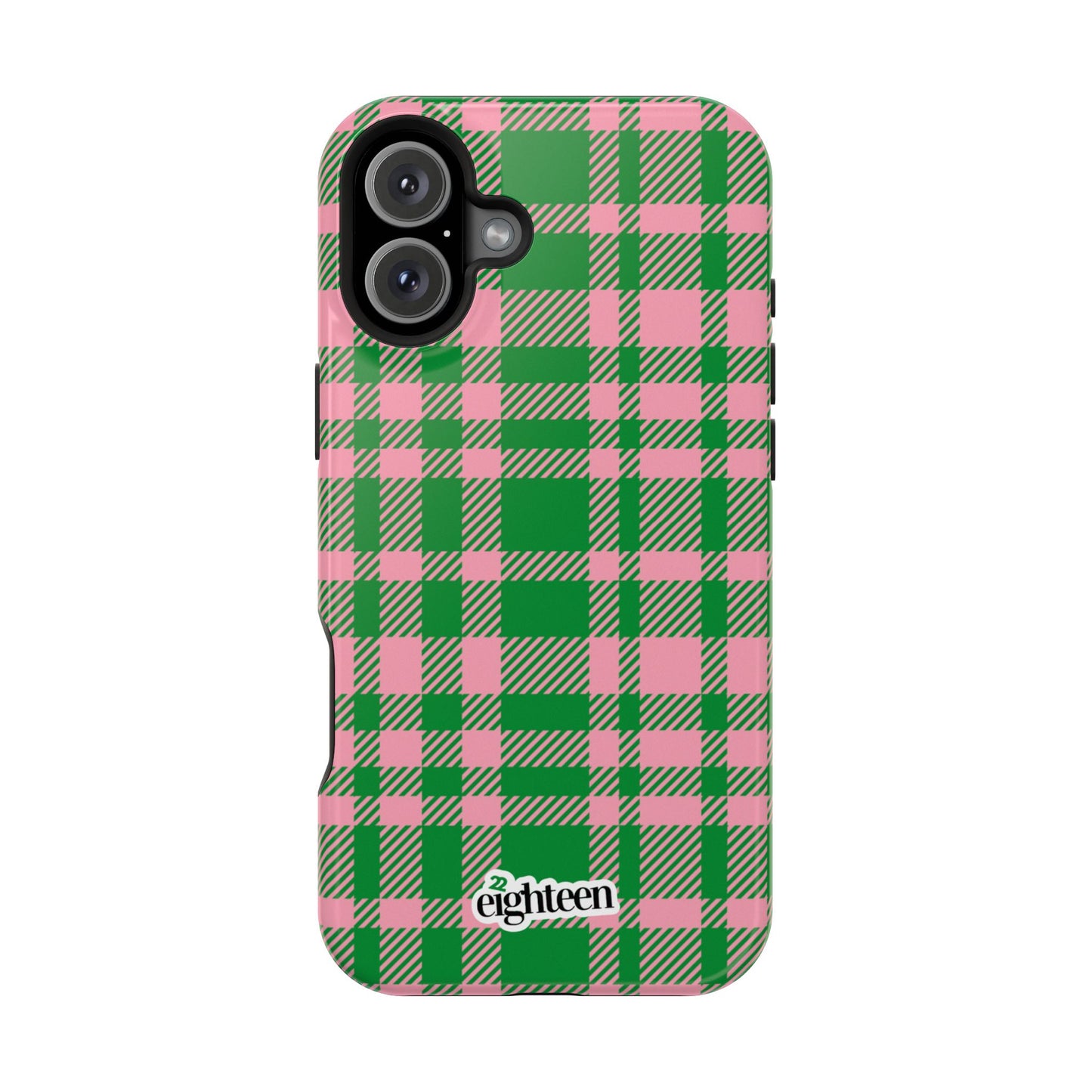 Pink Salmon & Apple Green Sorority Plaid MagSafe Tough Case