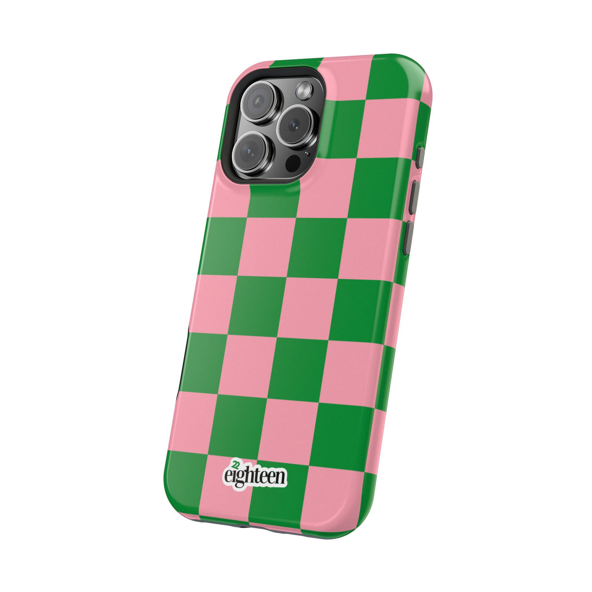 Pink Salmon & Apple Green Check, Please! MagSafe Phone Case