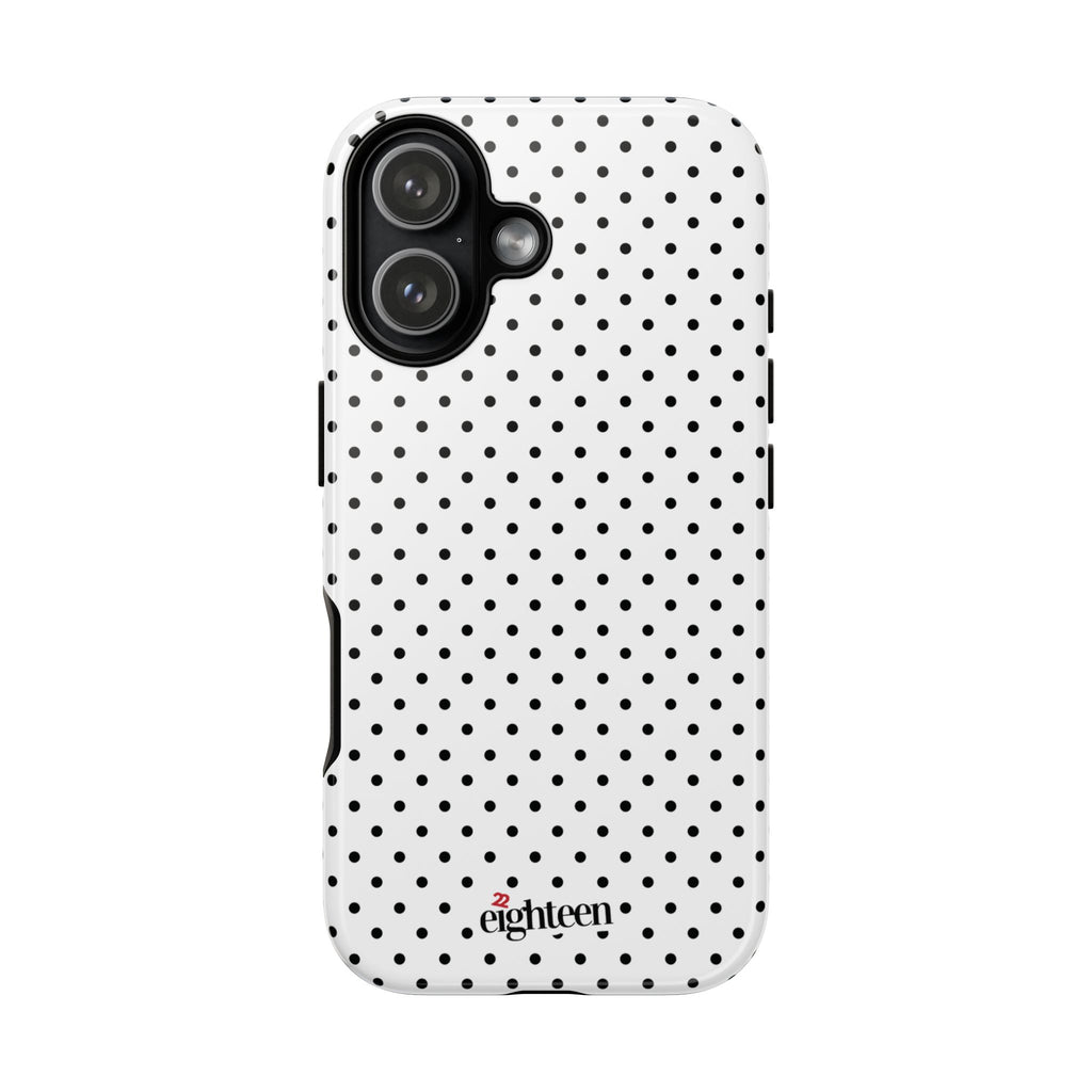 White Dotty Tough Phone Case