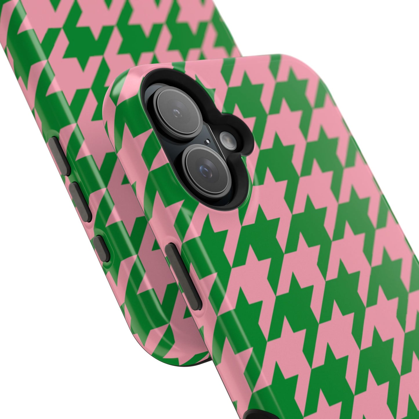 Pink Salmon & Apple Green Sorority Houndstooth MagSafe Tough Case