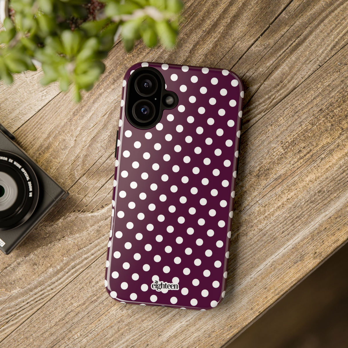 Maroon & White Dot Theory Phone Case