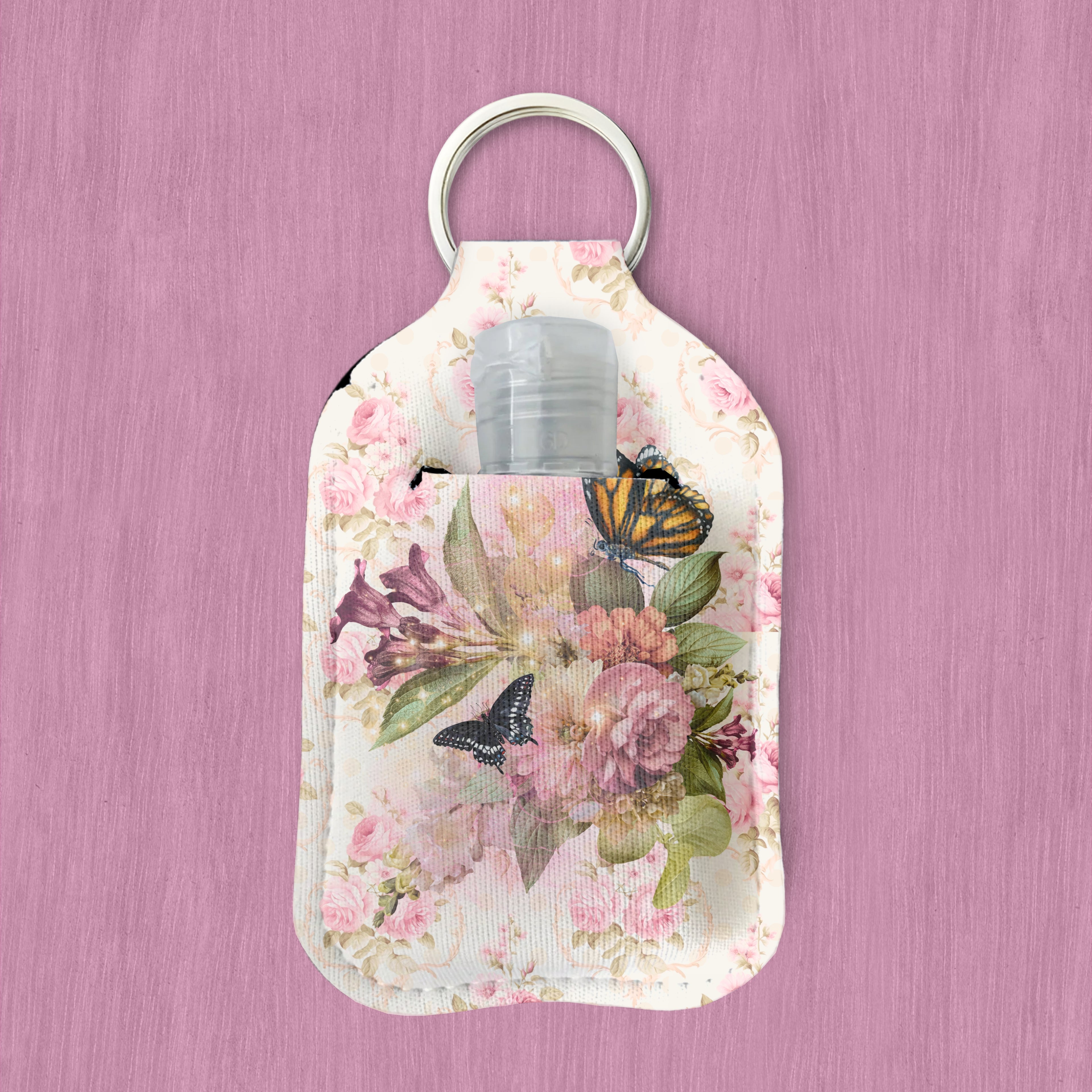 Vintage Bloom Hand Sanitizer Keychain