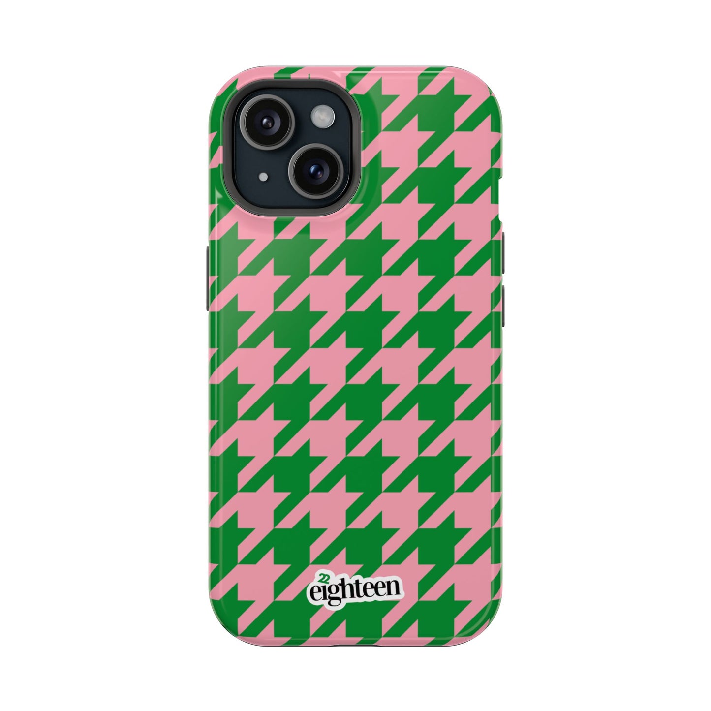 Pink Salmon & Apple Green Sorority Houndstooth MagSafe Tough Case