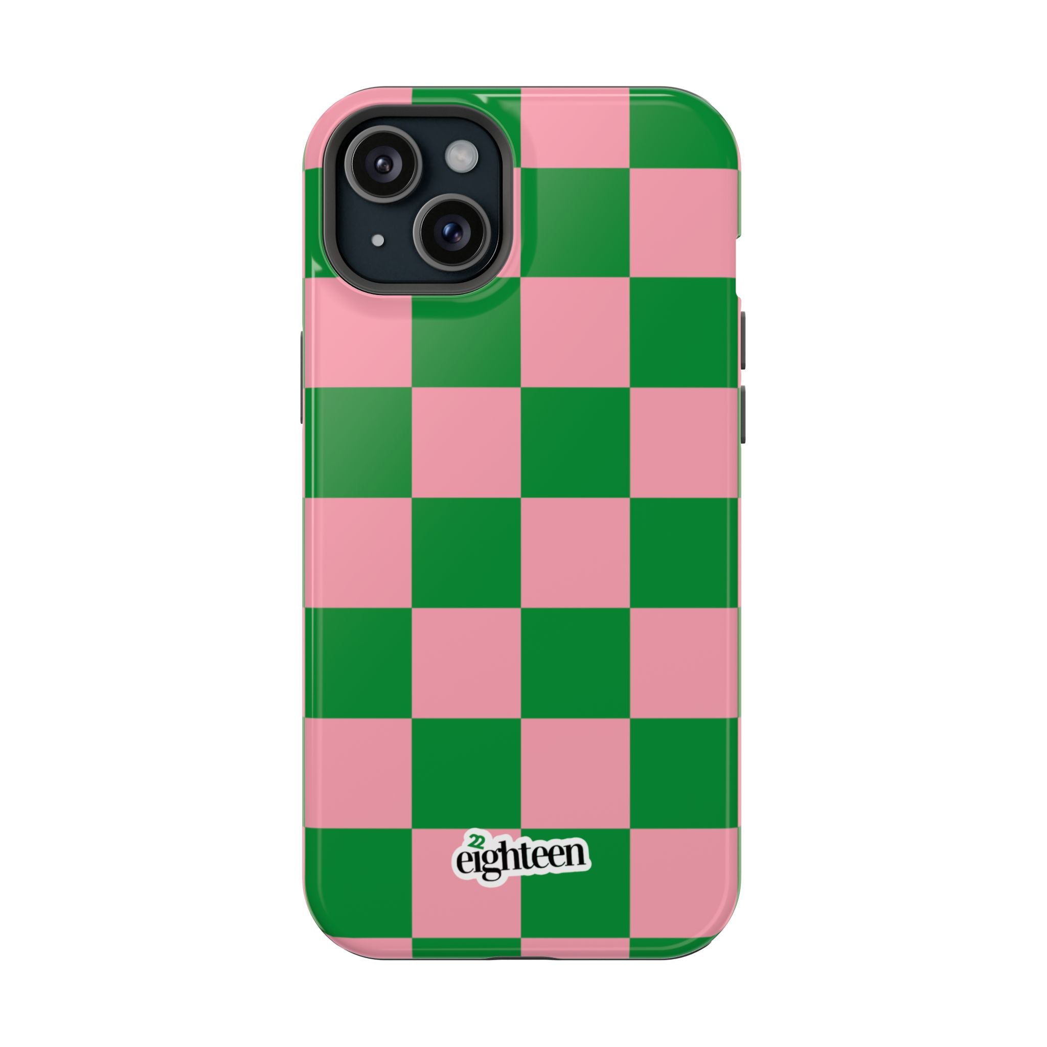 Pink Salmon & Apple Green Sorority Checkered MagSafe Tough Case