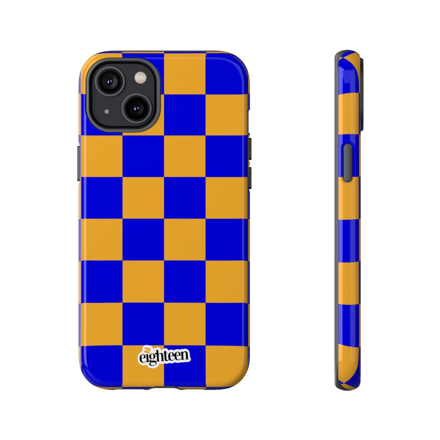 Royal Blue & Gold Checkered Tough Phone Case