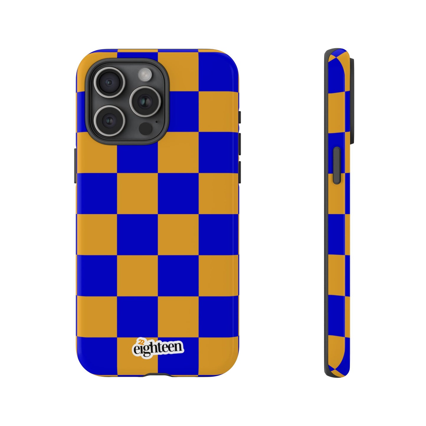 Royal Blue & Gold Checkered Tough Phone Case