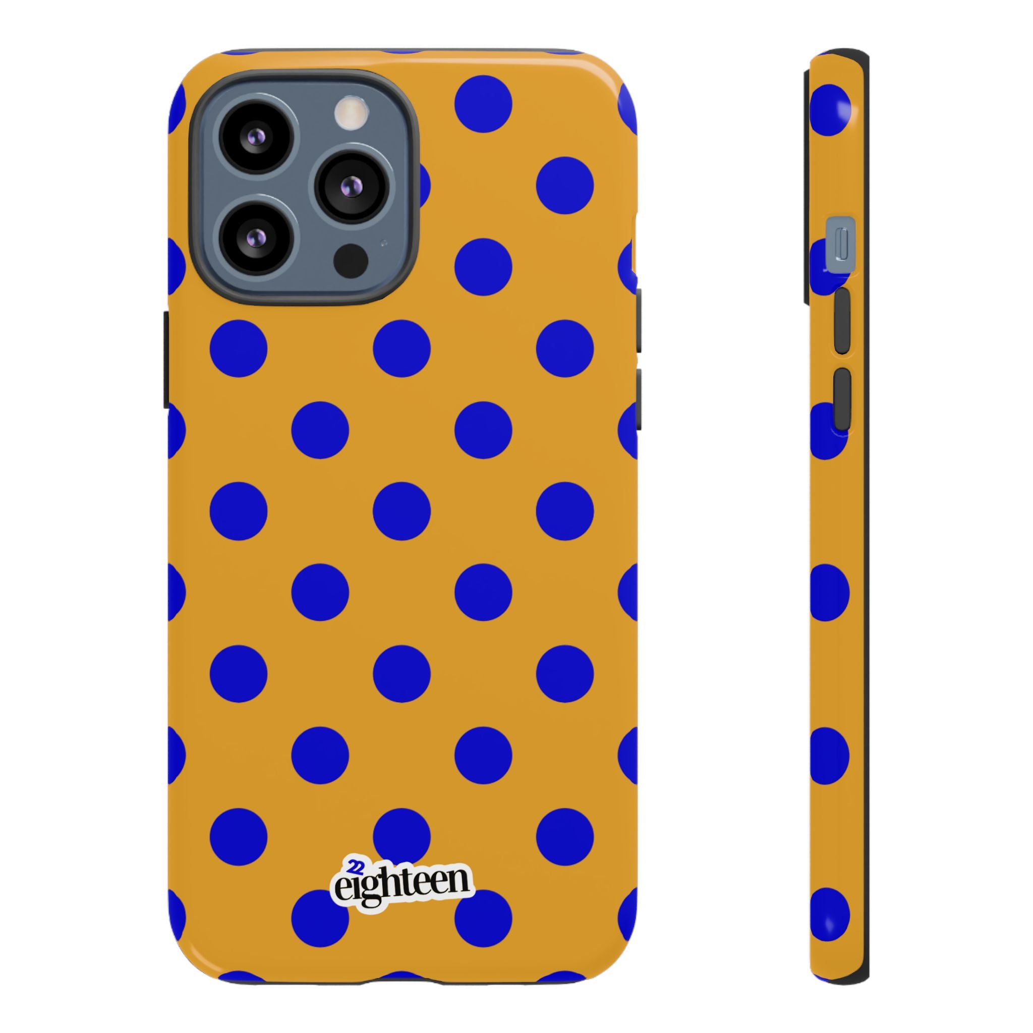 Royal Blue & Gold Polka Dot Tough Phone Case