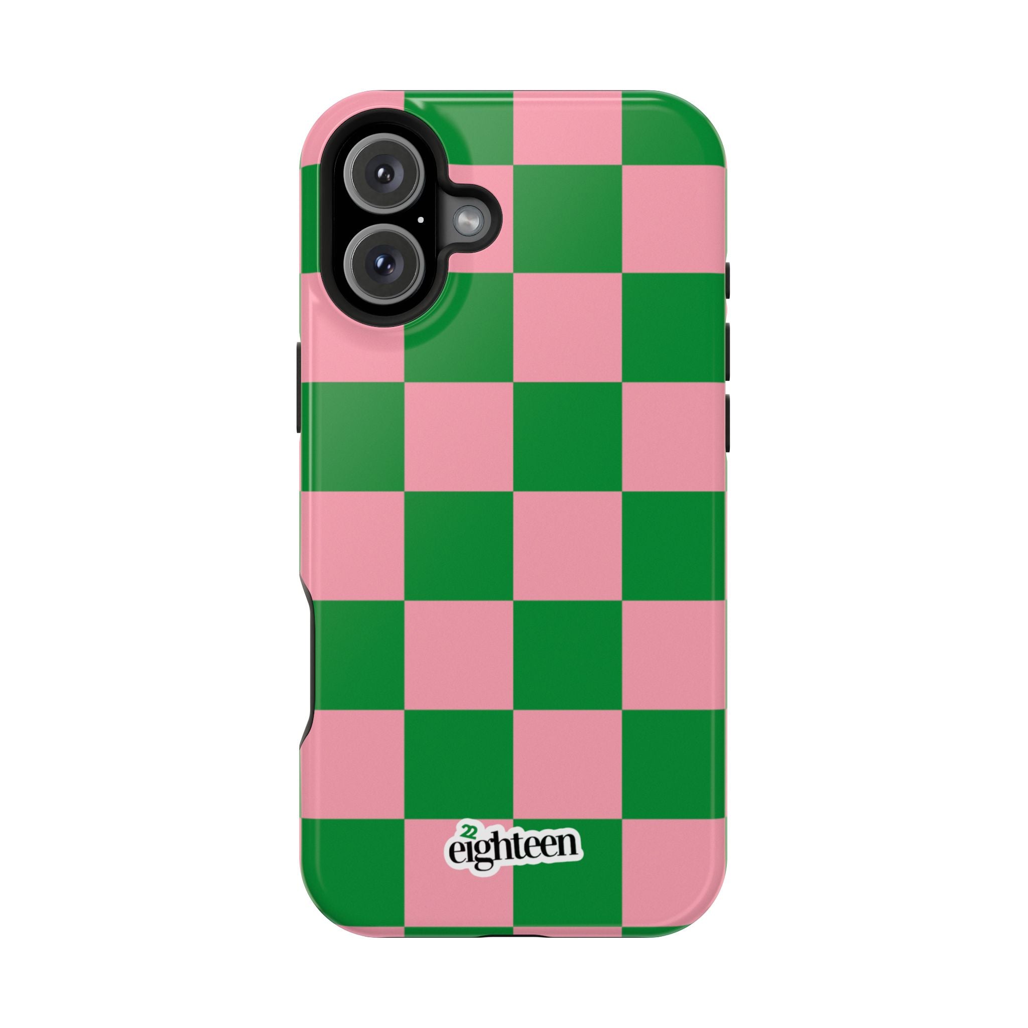 Pink Salmon & Apple Green Sorority Checkered MagSafe Tough Case