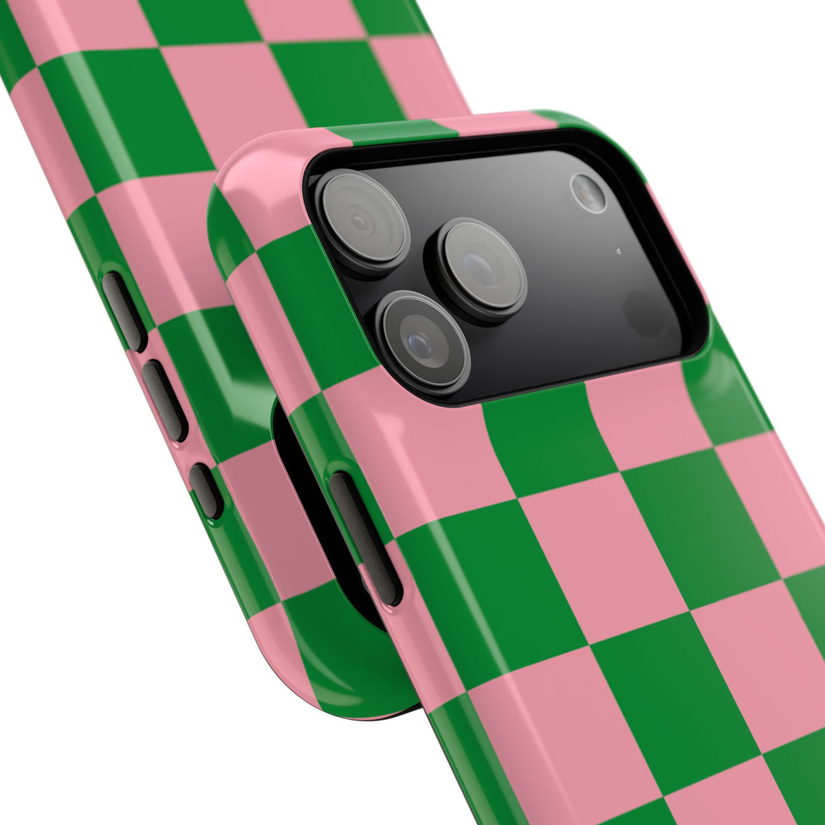Pink Salmon & Apple Green Check, Please! MagSafe Phone Case