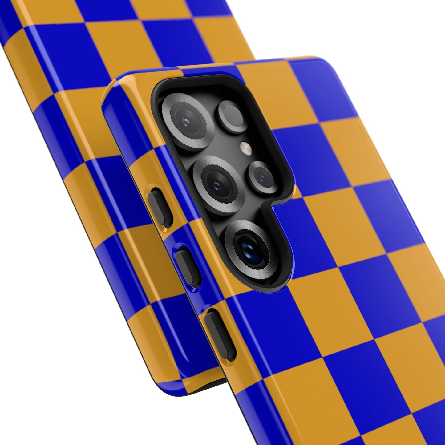 Royal Blue & Gold Checkered Tough Phone Case