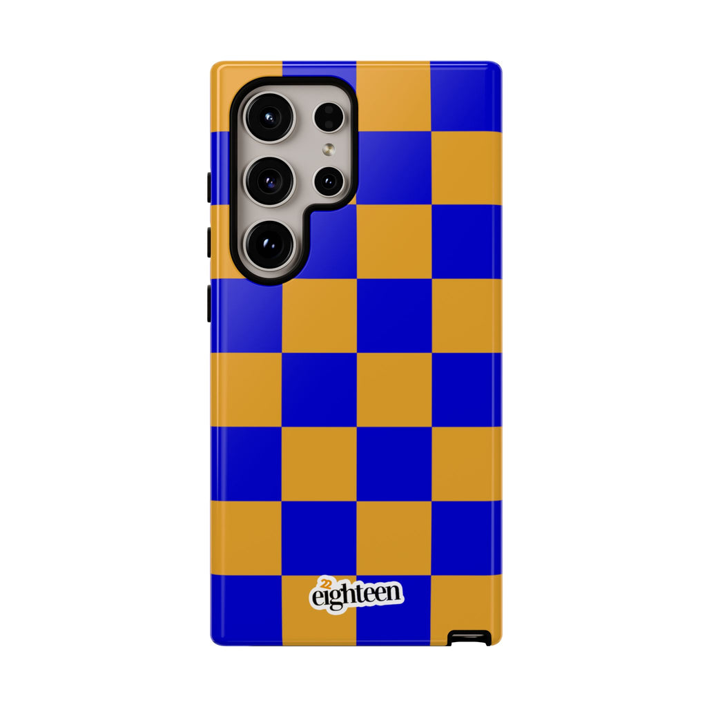 Royal Blue & Gold Check, Please! Phone Case