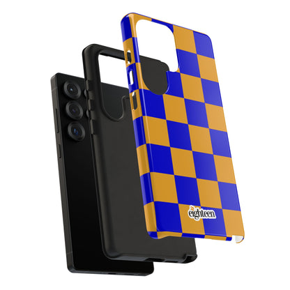 Royal Blue & Gold Checkered Tough Phone Case