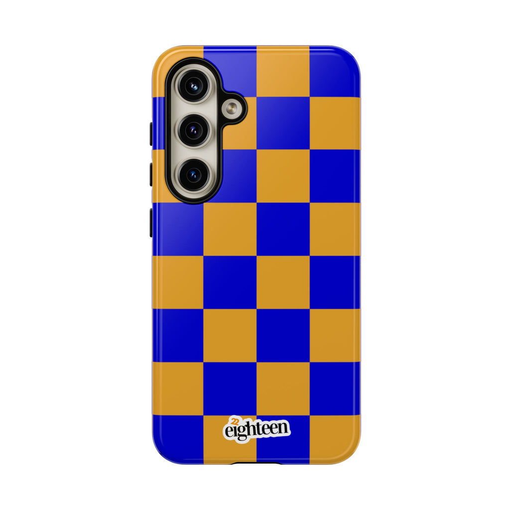 Royal Blue & Gold Check, Please! Phone Case