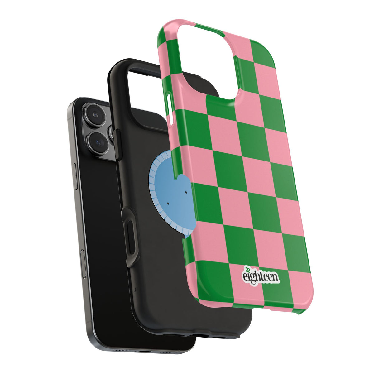 Pink Salmon & Apple Green Check, Please! MagSafe Phone Case