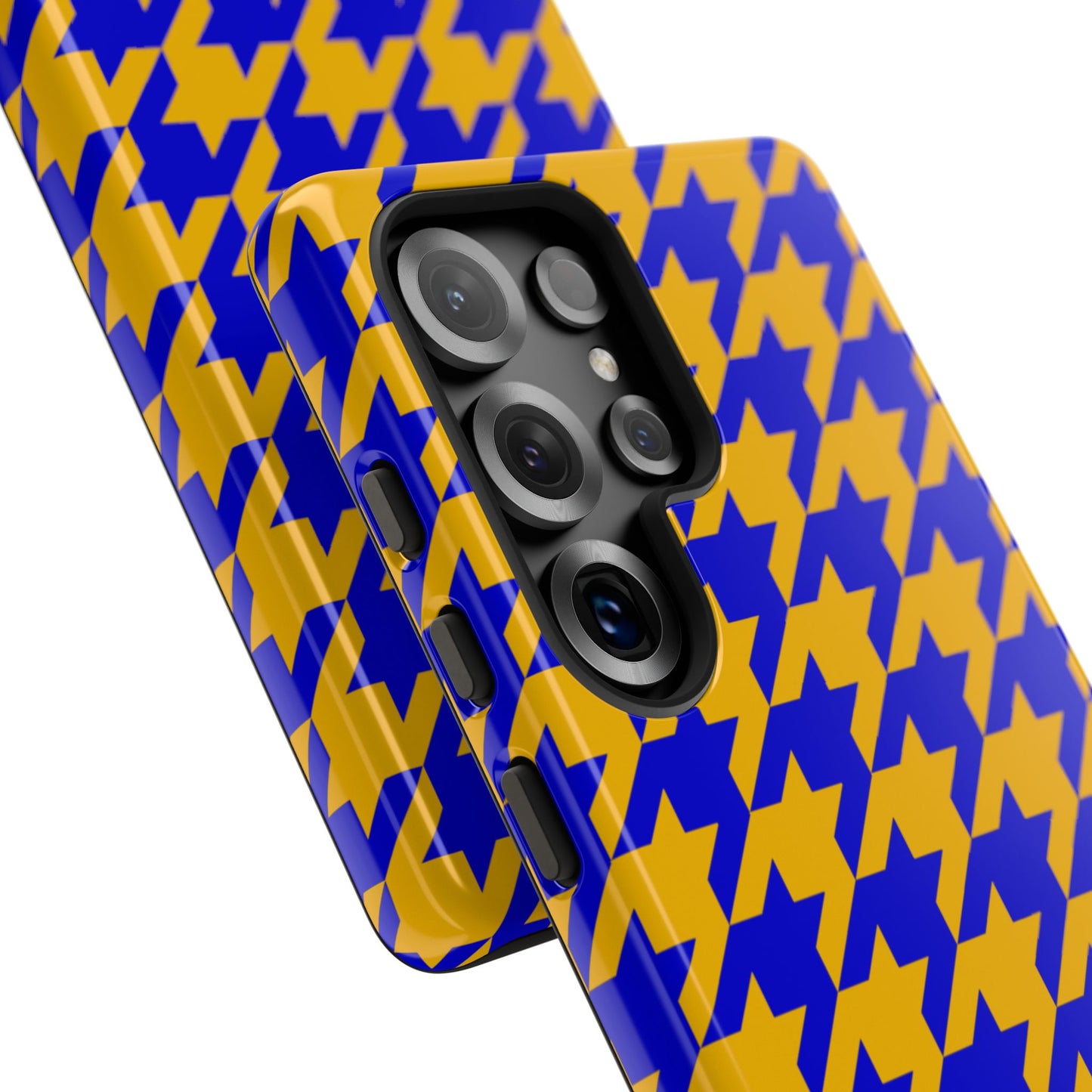 Royal Blue & Gold Houndstooth Tough Phone Case