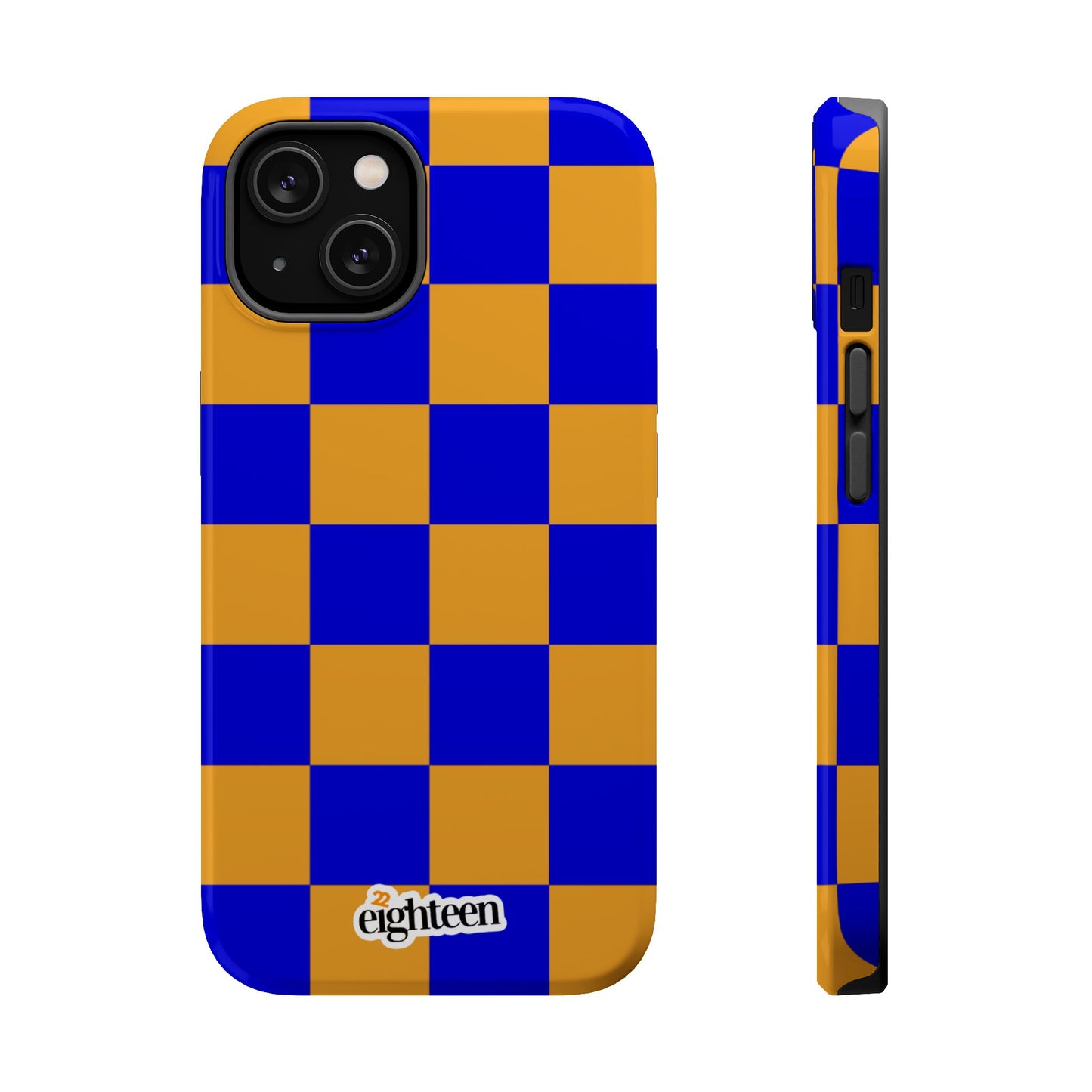 Royal Blue & Gold Checkered MagSafe Tough Case