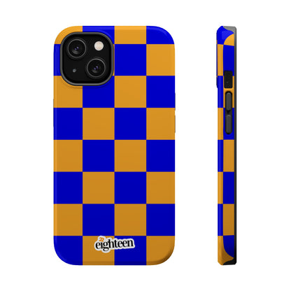 Royal Blue & Gold Checkered MagSafe Tough Case