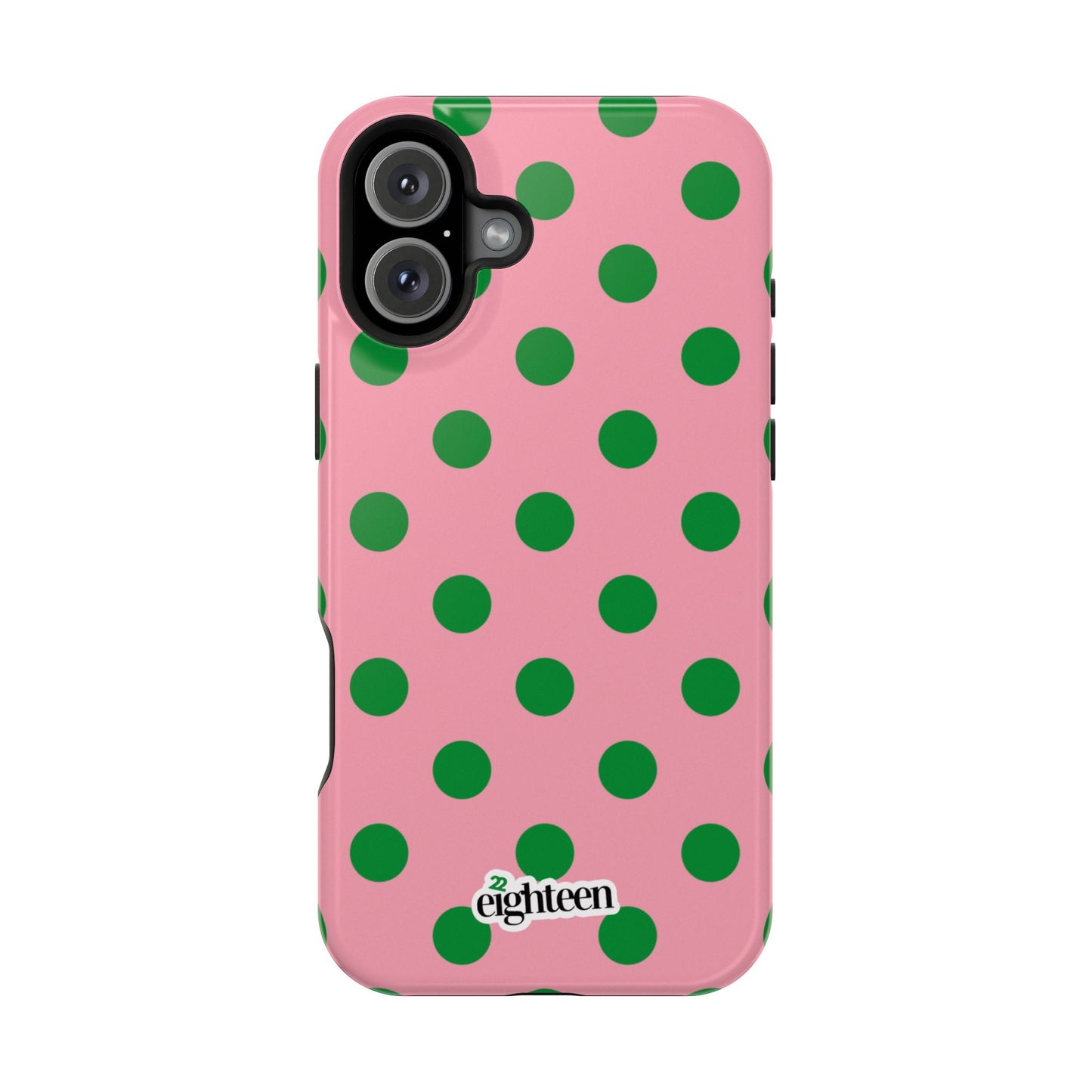 Pink Salmon & Apple Green Sorority Polka Dot MagSafe Tough Case