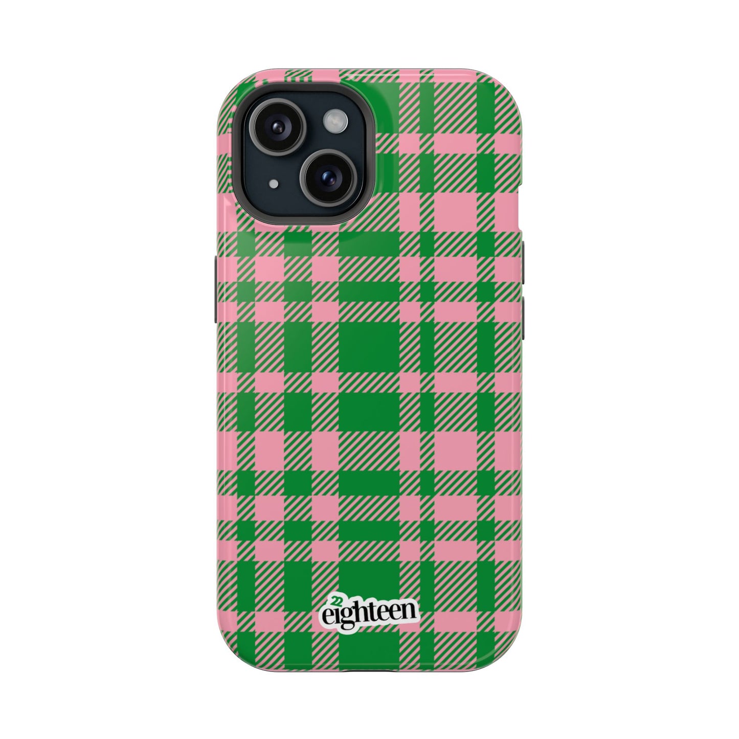 Pink Salmon & Apple Green Sorority Plaid MagSafe Tough Case