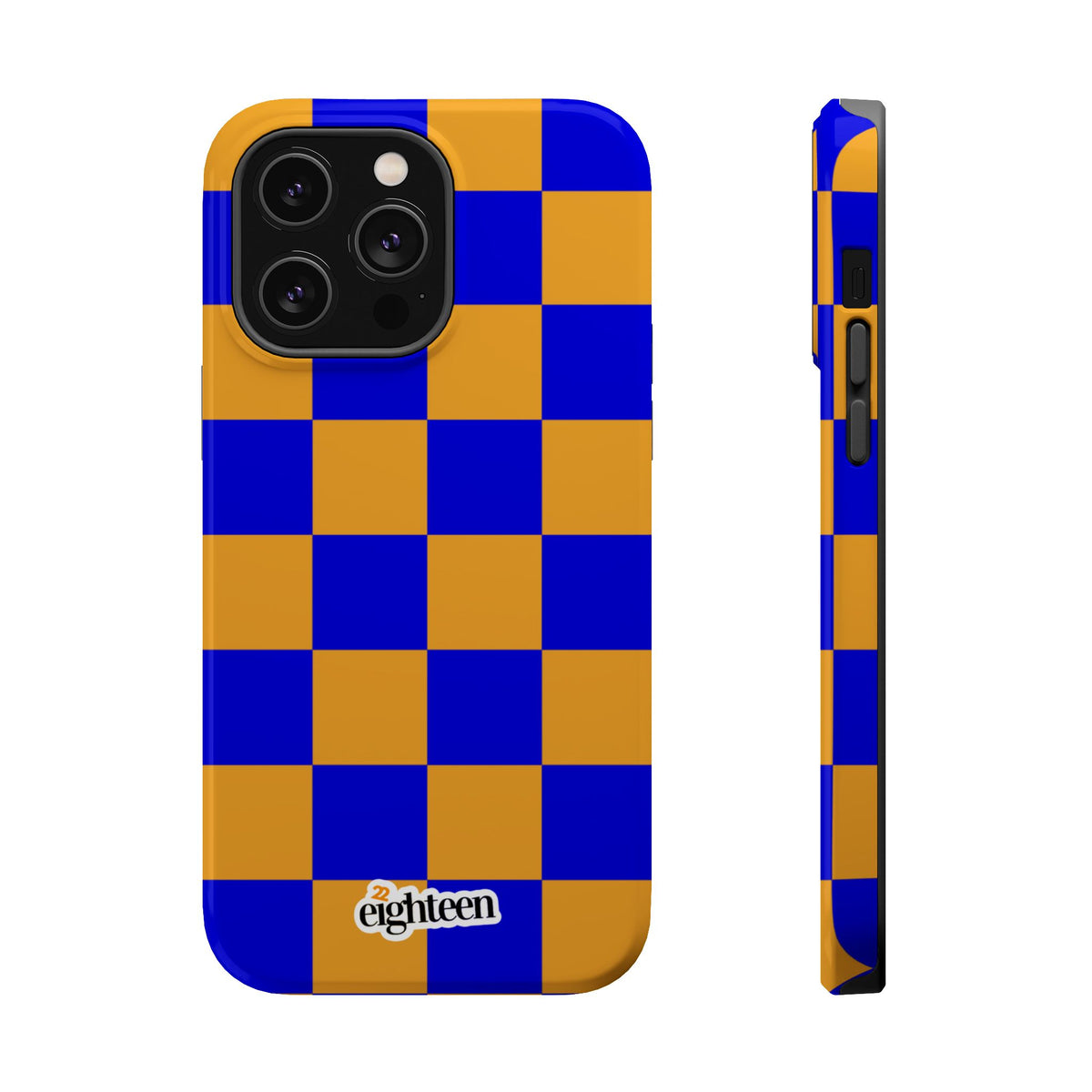 Royal Blue & Gold Check, Please! MagSafe Phone Case