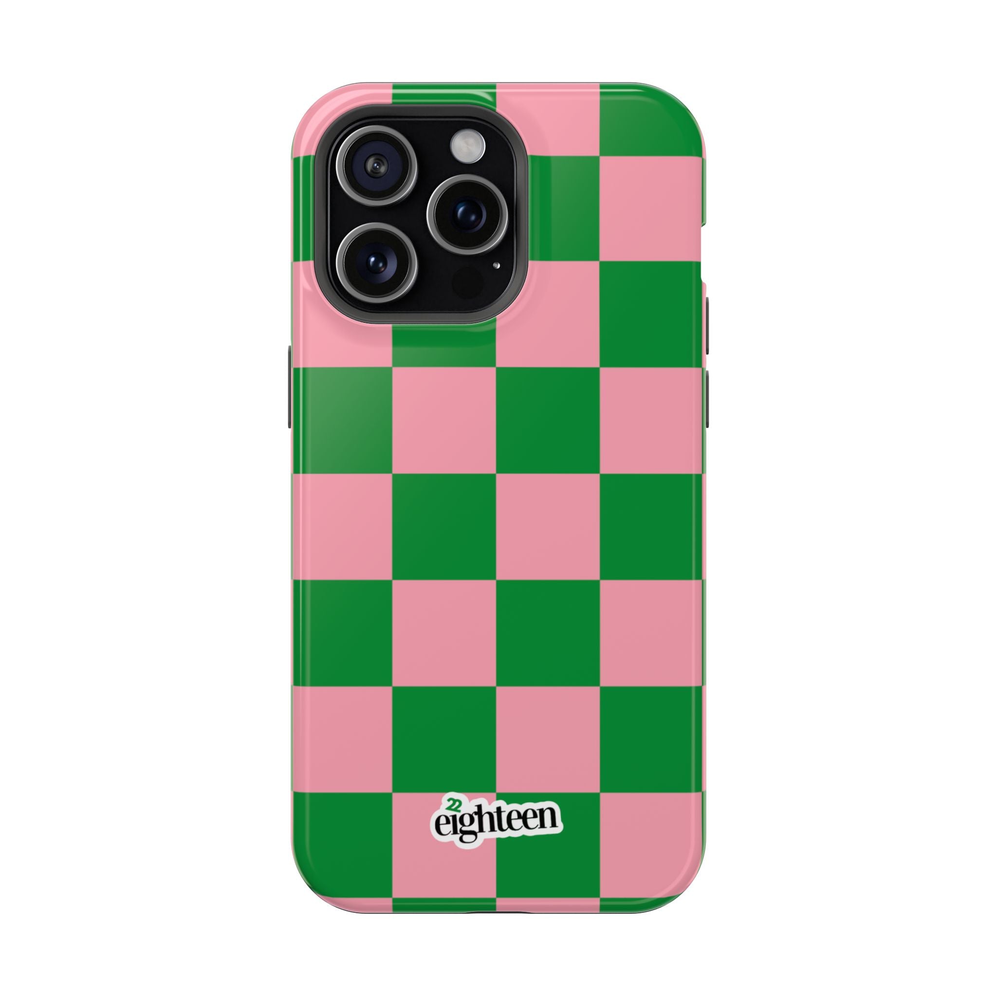 Pink Salmon & Apple Green Sorority Checkered MagSafe Tough Case