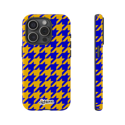 Royal Blue & Gold Houndstooth Tough Phone Case