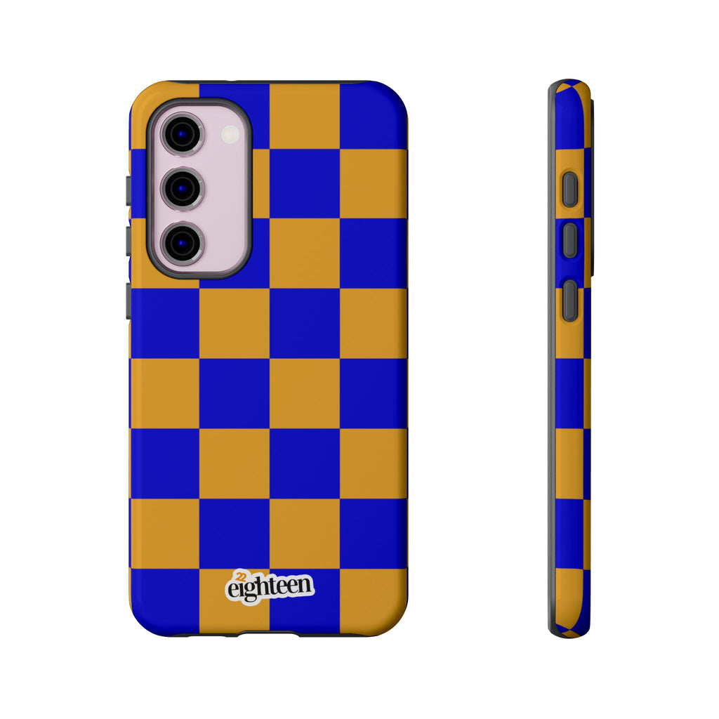 Royal Blue & Gold Check, Please! Phone Case
