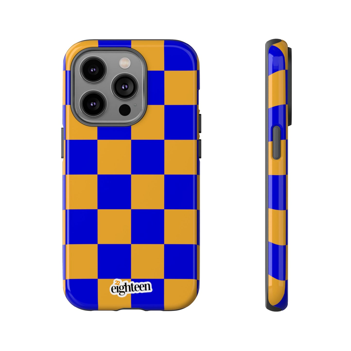 Royal Blue & Gold Checkered Tough Phone Case