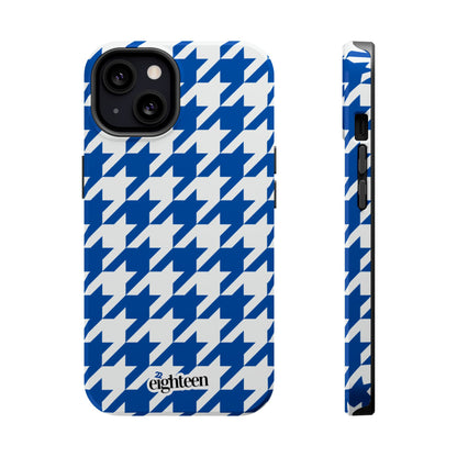 Royal Blue & White Sorority Houndstooth MagSafe Tough Case