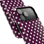 Maroon & White Dot Theory MagSafe Phone Case