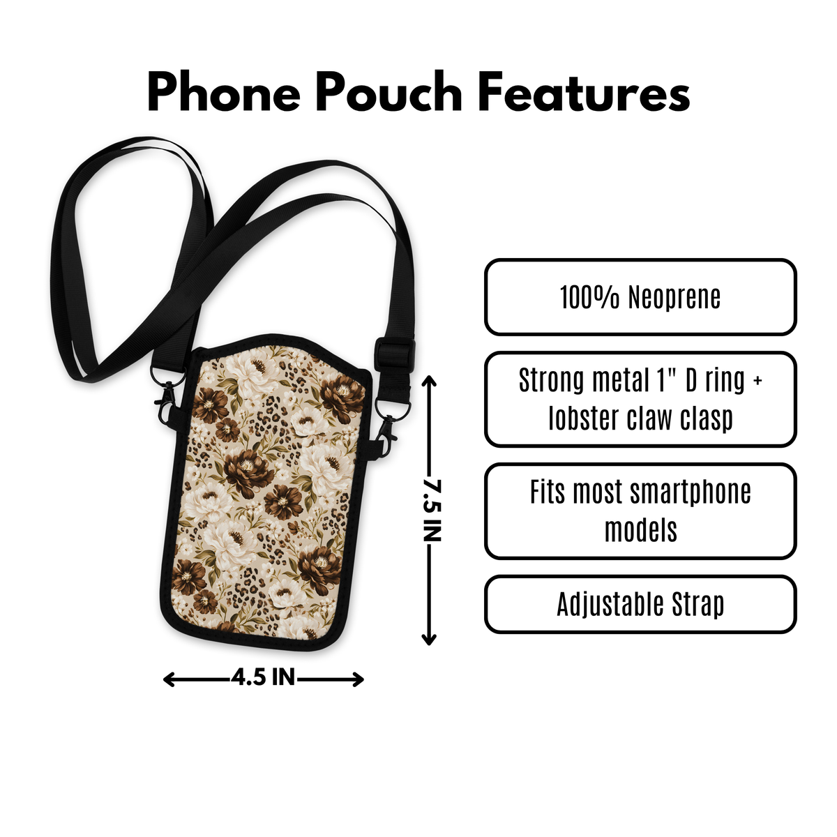 Cocoa Bloom Crossbody Phone Sleeve