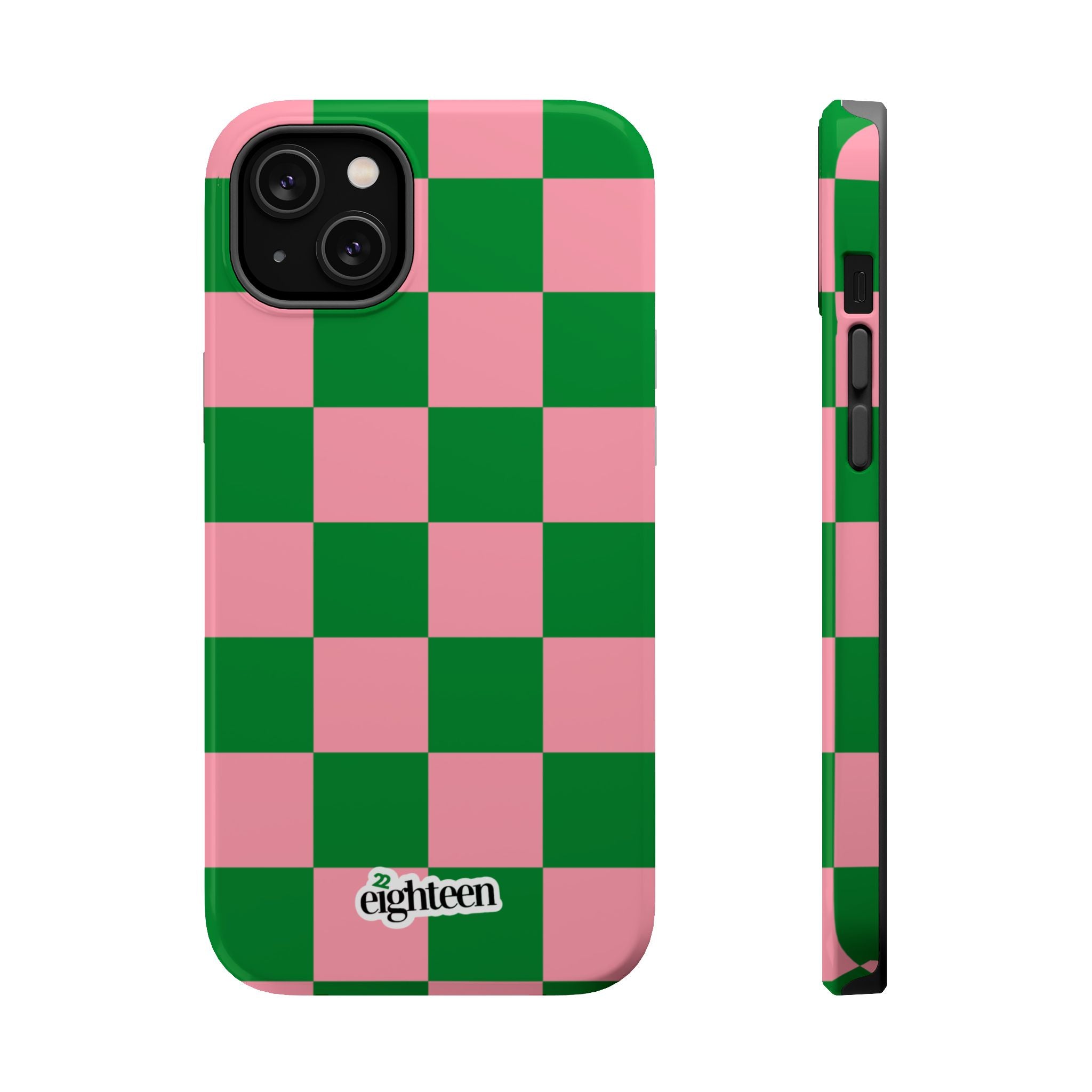 Pink Salmon & Apple Green Sorority Checkered MagSafe Tough Case