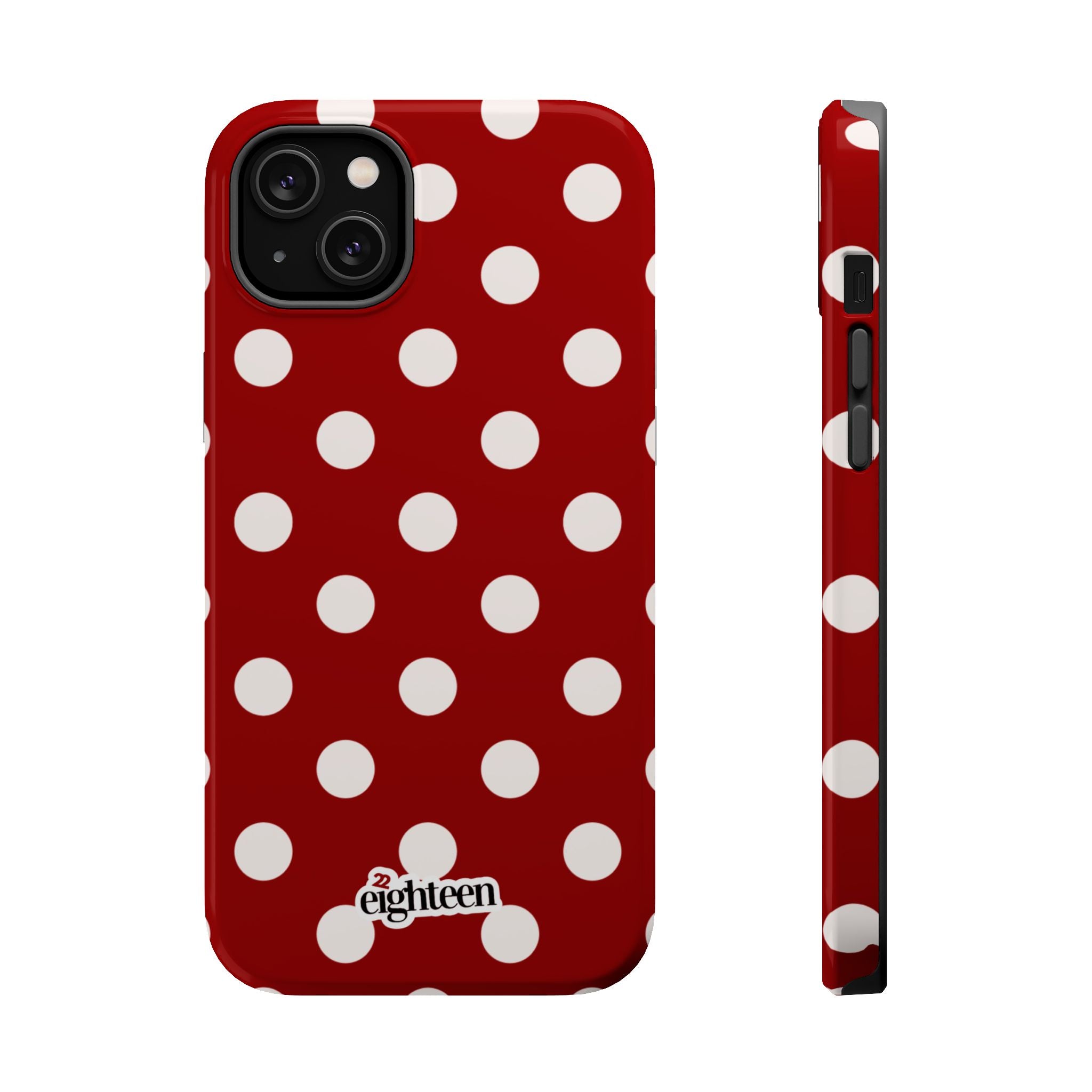 Crimson & Cream Polka Dot MagSafe Tough Case