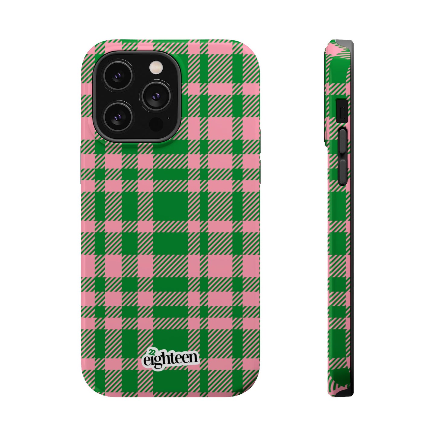 Pink Salmon & Apple Green Sorority Plaid MagSafe Tough Case